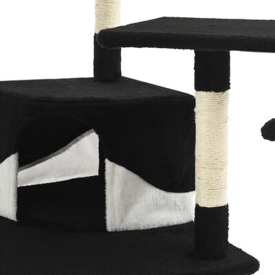 vidaXL Arbre à chat avec griffoirs en sisal 203 cm Noir et Blanc
