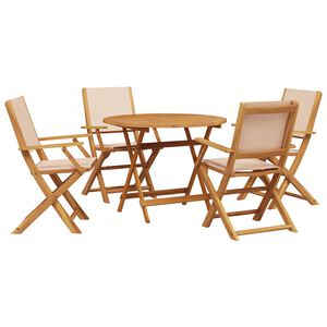 vidaXL Ensemble &agrave; manger de jardin 5 pcs beige tissu et bois massif
