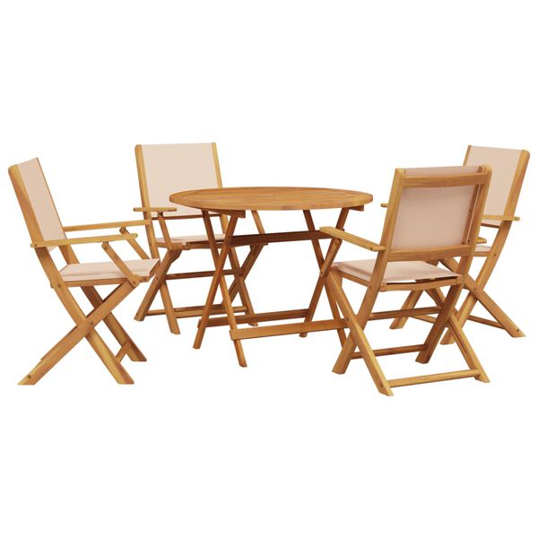 vidaXL Ensemble &agrave; manger de jardin 5 pcs beige tissu et bois massif
