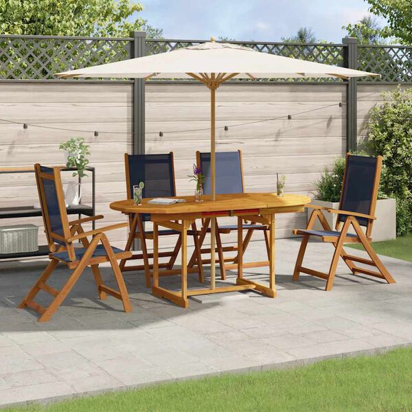 vidaXL Ensemble &agrave; manger de jardin 5pcs bois d'acacia solide textil&egrave;ne