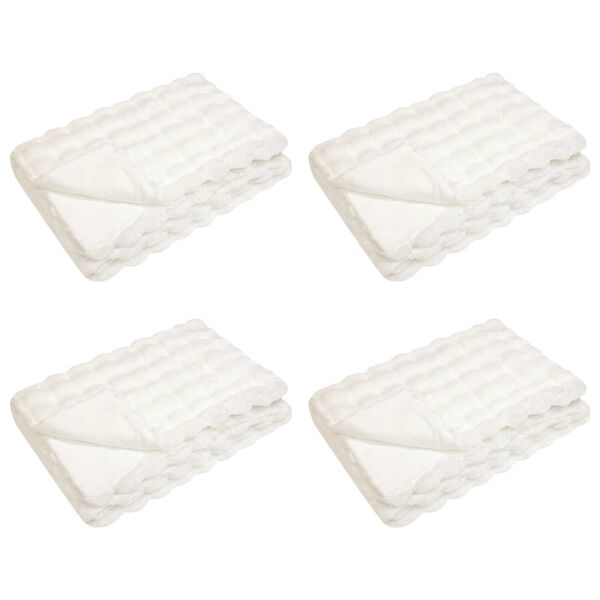 vidaXL Couverture en Fourrure de Lapin Synth&eacute;tique 4 pcs Blanc
