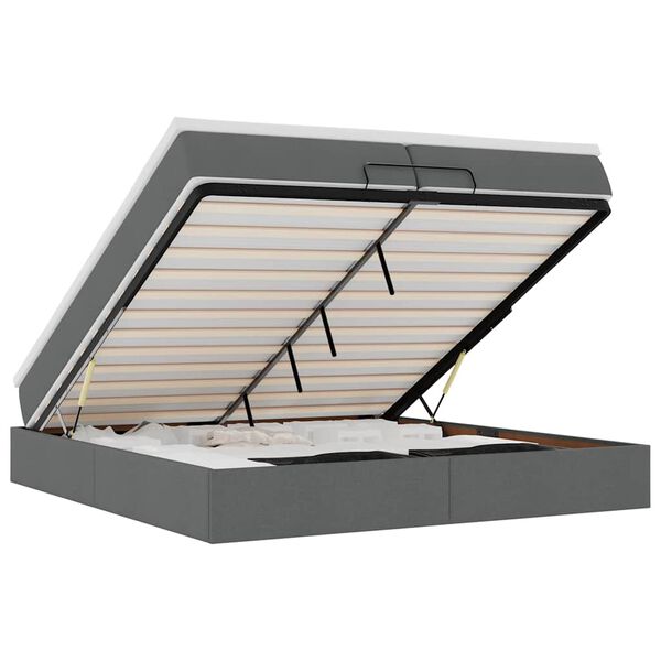 VidaXL Cadre de lit ottoman avec matelas gris foncé 200x200cm tissu