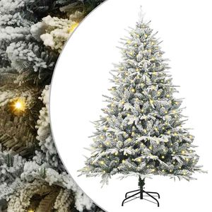 vidaXL Sapin de No&euml;l artificiel pr&eacute;-&eacute;clair&eacute; Vert 180 cm PVC et PE