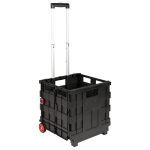 vidaXL Chariot Noir et Rouge 35 x 39 x 92 cm PP et &eacute;lastom&egrave;re