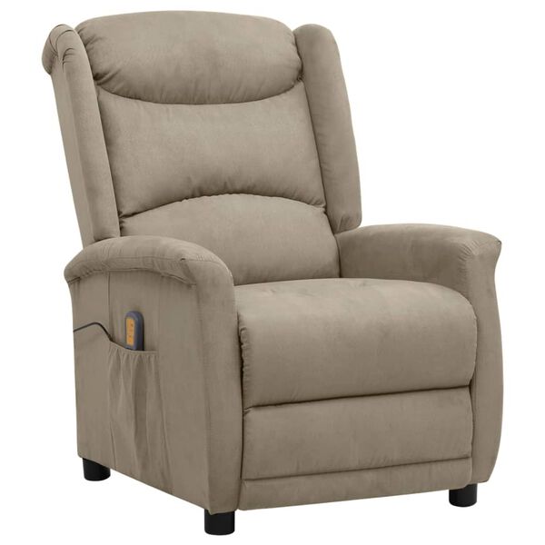 vidaXL Fauteuil de massage Gris clair Tissu microfibre