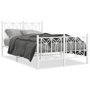 vidaXL Cadre de lit m&eacute;tal sans matelas et pied de lit blanc 120x200 cm