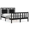 vidaXL Cadre de lit sans matelas noir bois de pin massif