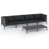 vidaXL Salon de jardin 5 pcs avec coussins R&eacute;sine tress&eacute;e Gris fonc&eacute;
