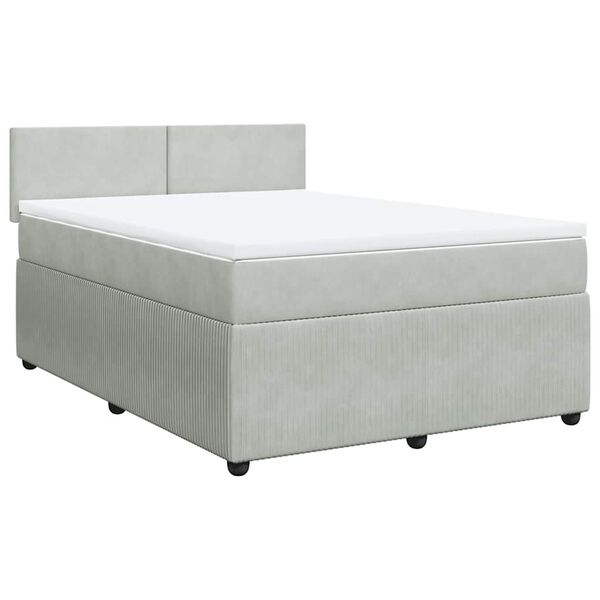 vidaXL Sommier &agrave; lattes de lit et matelas Gris clair 140x200cm Velours