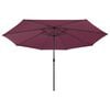 vidaXL Parasol de jardin avec lumi&egrave;res LED m&acirc;t en m&eacute;tal rouge bordeaux