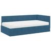 vidaXL Cadre de lit d'angle avec matelas 2 pcs Bleu Velours