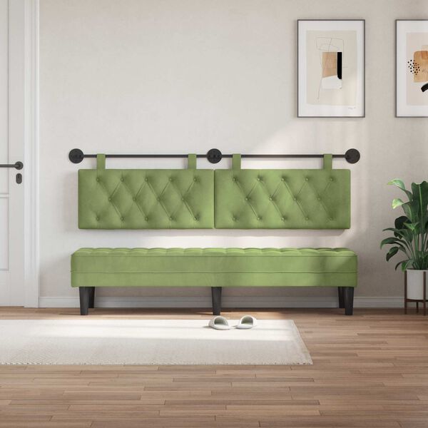 vidaXL T&ecirc;te de lit suspendue Vert clair 170 x 55 x 7 cm Velours