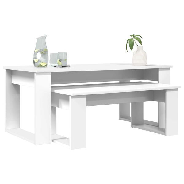 vidaXL Ensemble de tables basses 2 pcs Blanc Bois d'ing&eacute;nierie