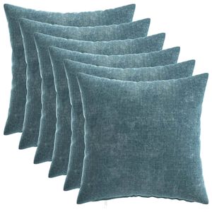 vidaXL Housse de coussin 6 pc HEERLEN Bleu 40 x 40 cm Tissu Chenille