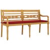 vidaXL Banc Batavia avec coussin rouge 150 cm Bois de teck massif