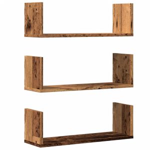 vidaXL &Eacute;tag&egrave;res murales 3 pcs vieux bois 58x18x18 cm bois d'ing&eacute;nierie