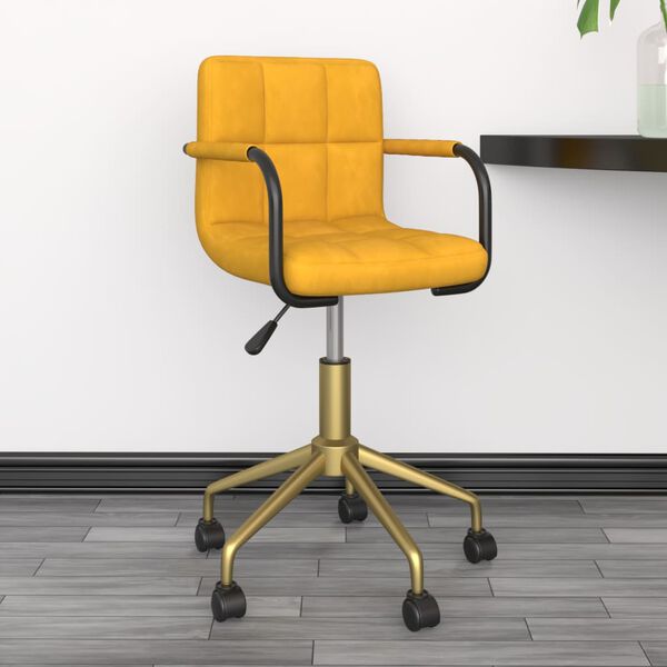 vidaXL Chaise pivotante de salle &agrave; manger Jaune moutarde Velours