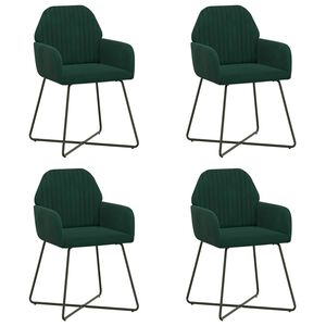 vidaXL Chaises de salle &agrave; manger 4 pc Velours Vert fonc&eacute;