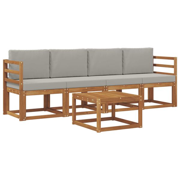 vidaXL Ensemble de canap&eacute;s d'ext&eacute;rieur 5 pcs Gris Naturel et Clair