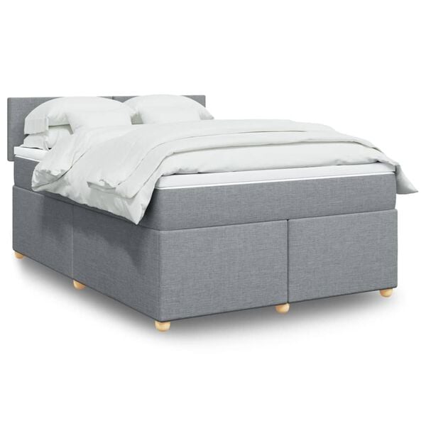 vidaXL Sommier &agrave; lattes de lit avec matelas Gris clair 140x200cm Tissu