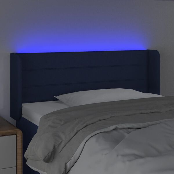 vidaXL T&ecirc;te de lit &agrave; LED Bleu 83x16x78/88 cm Tissu