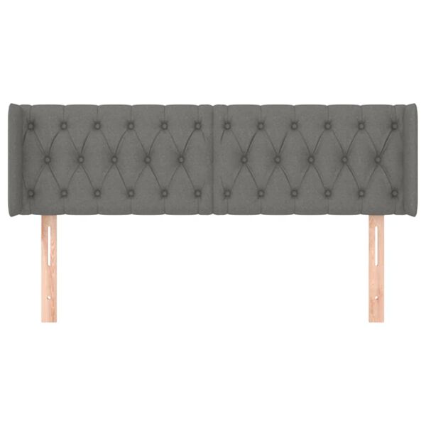 vidaXL T&ecirc;te de lit avec oreilles Gris fonc&eacute; 163x16x78/88 cm Tissu
