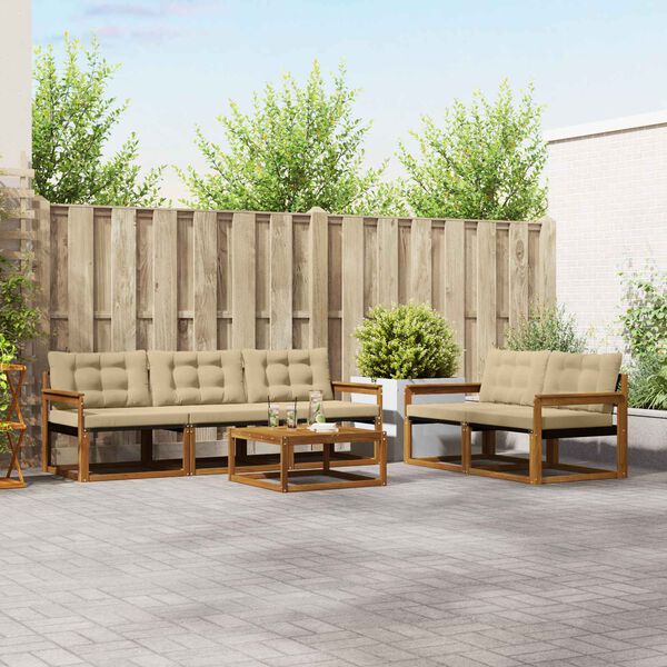 vidaXL Ensemble de canap&eacute;s d'ext&eacute;rieur 6 pcs Naturel et Beige