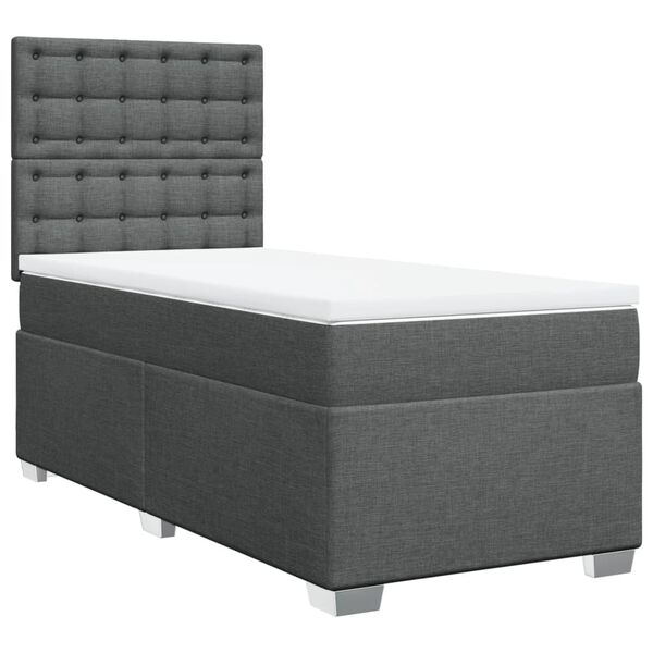 vidaXL Sommier &agrave; lattes de lit avec matelas Gris fonc&eacute; 80x200 cm Tissu