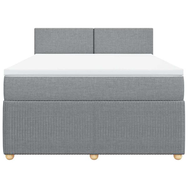 vidaXL Sommier &agrave; lattes de lit avec matelas Gris clair 160x200cm Tissu