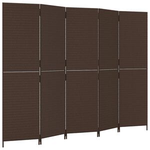 vidaXL Cloison de s&eacute;paration 5 panneaux marron r&eacute;sine tress&eacute;e
