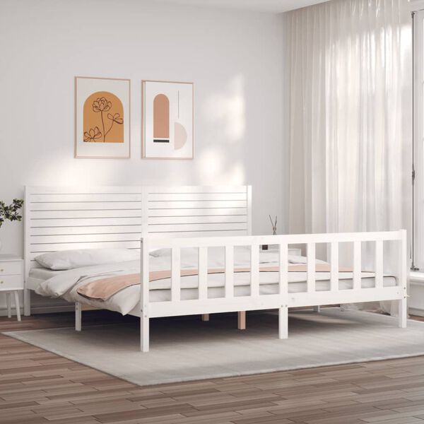 vidaXL Cadre de lit sans matelas blanc bois massif de pin
