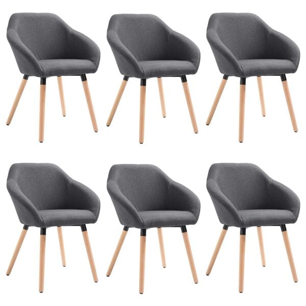 vidaXL Chaises &agrave; manger lot de 6 gris fonc&eacute; tissu