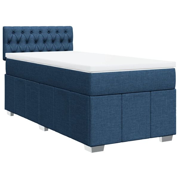 vidaXL Sommier &agrave; lattes de lit avec matelas Bleu 90x190 cm Tissu