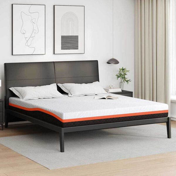 vidaXL Matelas Blanc et Noir 180 x 200 cm Mousse Infusée de Gel