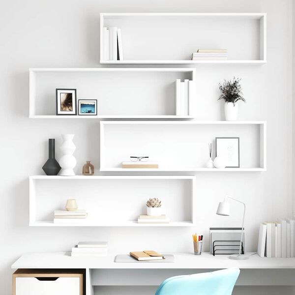 vidaXL &Eacute;tag&egrave;res cube murales 4 pcs Blanc 100x15x30cm bois d'ing&eacute;nierie