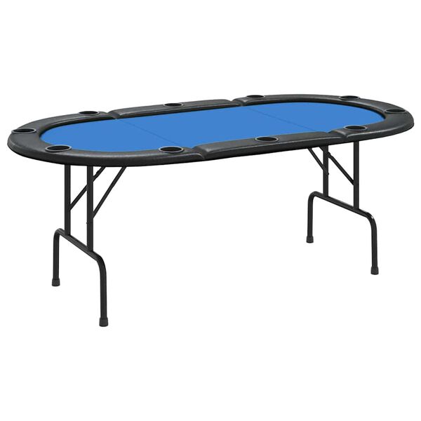 vidaXL Table de poker pliable 10 joueurs Bleu 207x106x76 cm