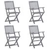 vidaXL Chaises pliables d'ext&eacute;rieur lot de 4 et coussins Bois d'acacia