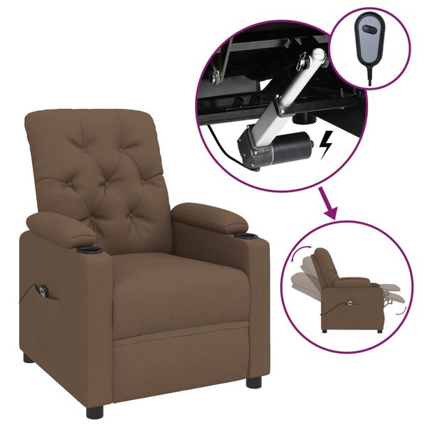 vidaXL Fauteuil inclinable &eacute;lectrique Marron Tissu