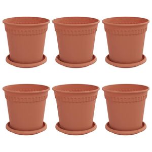 vidaXL Pots de plantes 6 pcs Rouge brique &Oslash; 17 x 14 cm Plastique