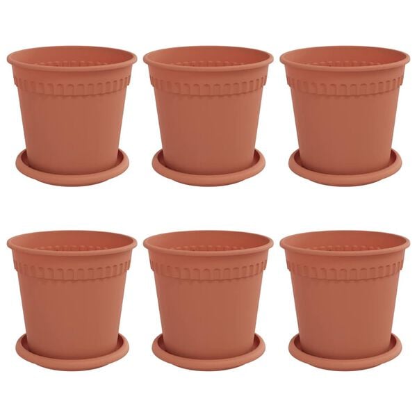 vidaXL Pots de plantes 6 pcs Rouge brique &Oslash; 17 x 14 cm Plastique