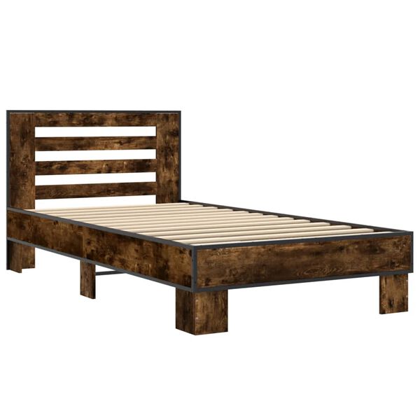 vidaXL Cadre de lit sans matelas ch&ecirc;ne fum&eacute; 90x200 cm