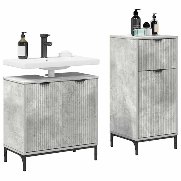 vidaXL Ensemble de mobilier de salle de bain 2 pcs Gris b&eacute;ton