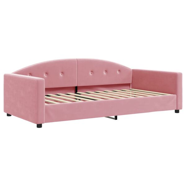 vidaXL Lit de jour avec lit gigogne et matelas rose 100x200 cm velours