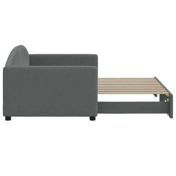 vidaXL Lit de jour avec gigogne sans matelas gris fonc&eacute; 90x190 cm
