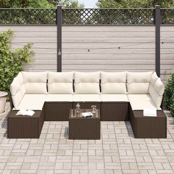 vidaXL Ensemble de canapé de jardin 8 pcs Marron Poly rotin