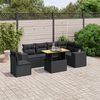 vidaXL Salon de jardin 7 pcs avec coussins noir r&eacute;sine tress&eacute;e
