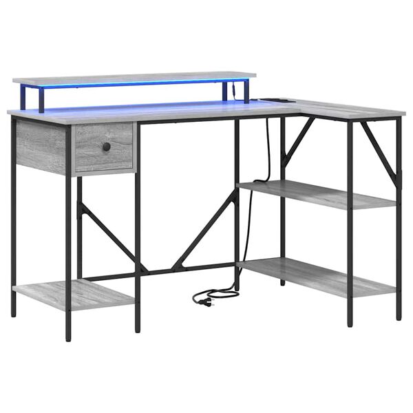 vidaXL Bureau Gris Sonoma 120 x 79 x 86,5 cm Bois d'ing&eacute;nierie