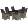 vidaXL Ensemble &agrave; manger de jardin et coussins 7 pcs gris rotin