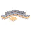 vidaXL Salon de jardin 8 pcs avec coussins gris Bois de pin