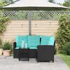 vidaXL Canap&eacute; de jardin 2 pcs Noir et turquoise Poly rotin